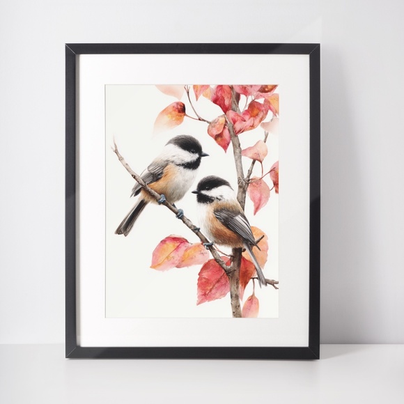 Watercolor Chickadee Bird Portrait Wall Art Print, Unframed - Charming Nature - Picture 3 of 7